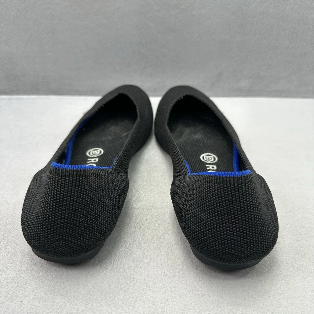 Rothy's The Flat Womens Size 7.5 Black Knit Round Toe Comfort Slip-On Shoe